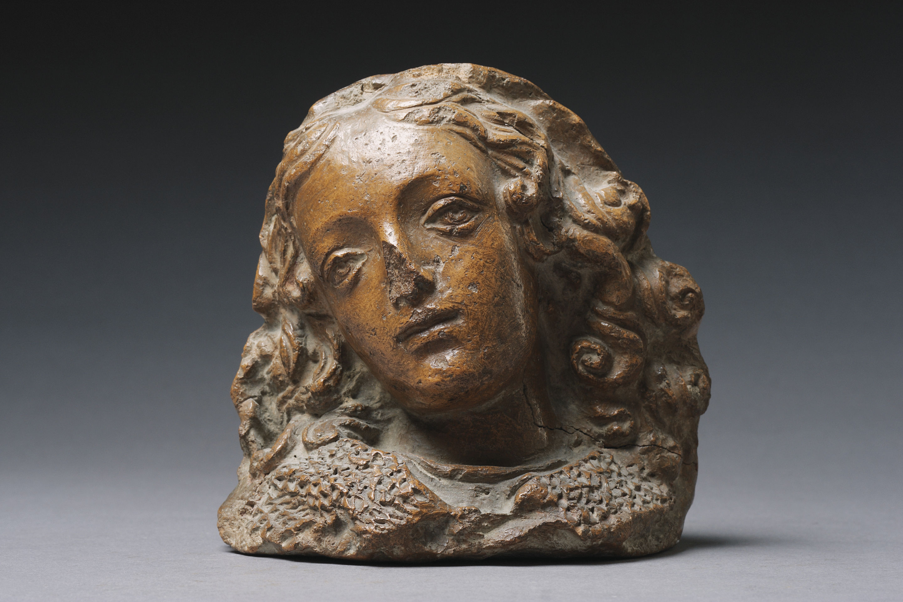 Italian, Florentine Renaissance Terracotta of the Head of the Young St John the Baptist